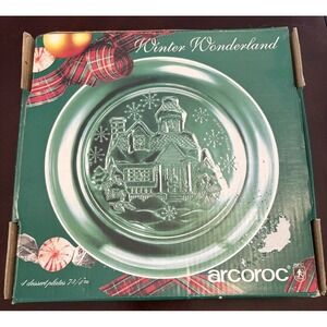 Vintage Set of Four ARCOROC France "Winter Wonderland" 7-3/4" Christmas Plates